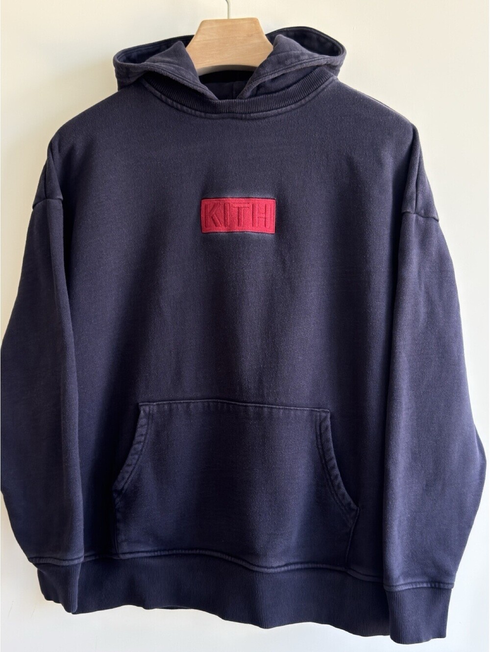 Kith Williams II Classic Logo Hoodie Navy Blue Red Box Logo Cotton Size S